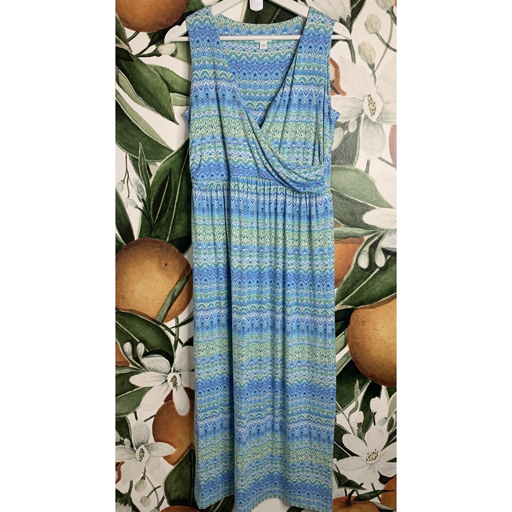 J. Jill Size S Small Surplice Top Sleeveless Maxi  Dress Blue Casual